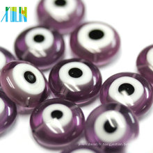 Européenne claire couleur pourpre forme ovale lampwork verre mal yeux perles